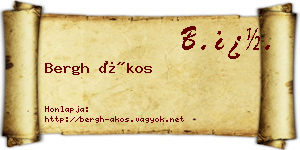 Bergh Ákos névjegykártya